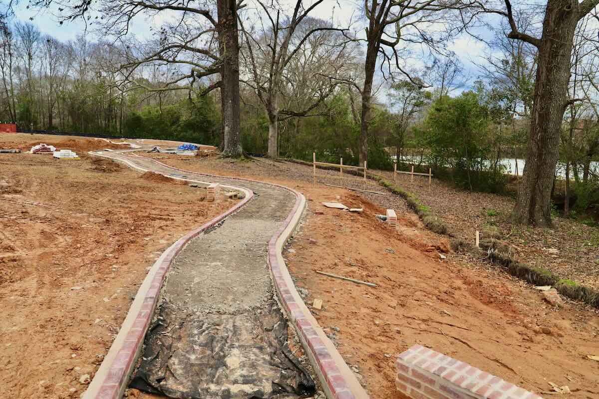 A pathway is laid, leading throughout the Mulberry Street Cemetery project.